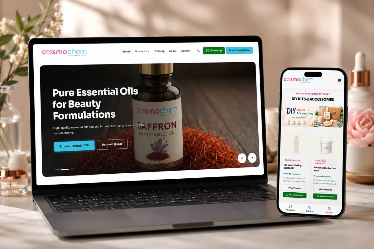 Case Study: CosmoChem.co — Cosmetic Raw Materials & Training Management Platform